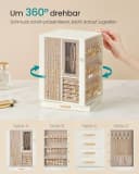 SONGMICS Schmuckkasten 360° drehbar Schmuckbox mit 4 Schubladen Weiß Bild 3