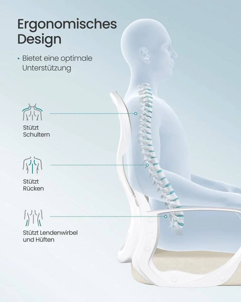 SONGMICS Bürostuhl ergonomisch, Drehstuhl mit Netzgewebe, Schreibtischstuhl mit Lendenstütze Beige - Bild 4
