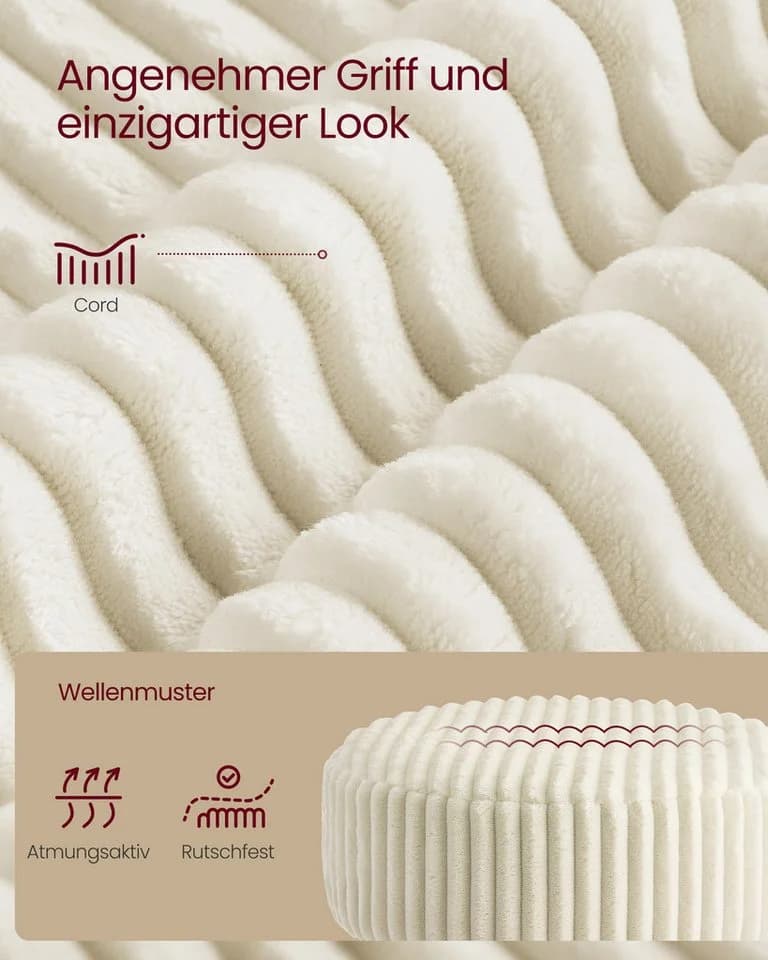 VASAGLE Barhocker Schminktisch Drehhocker 360° PU Weiß - Bild 5