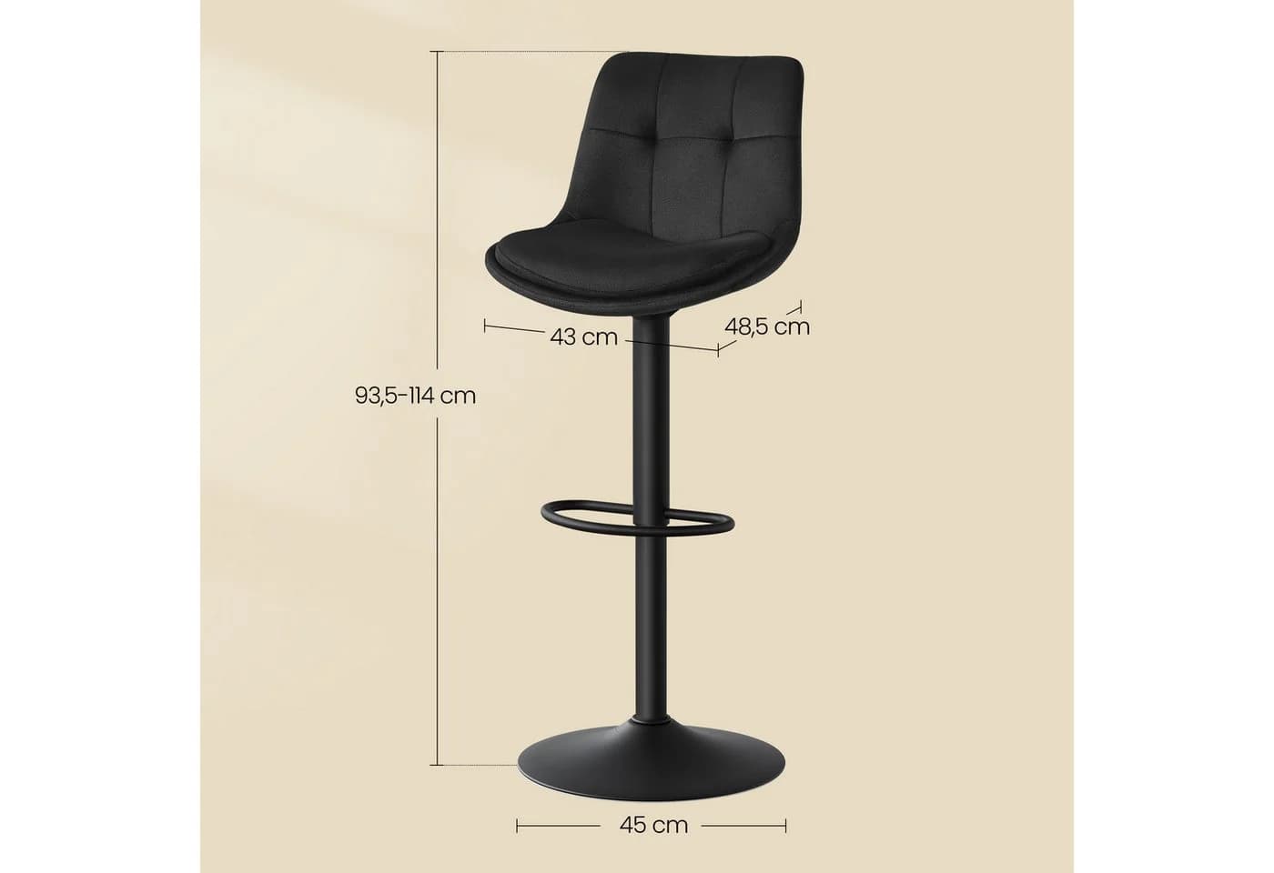Stilvoller Barhocker in Schwarz - Bild 3