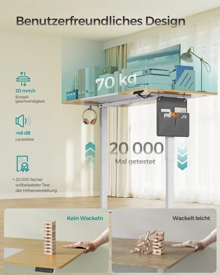 SONGMICS Schreibtisch Höhenverstellbarer Elektrisch 180 cm - Bild 4