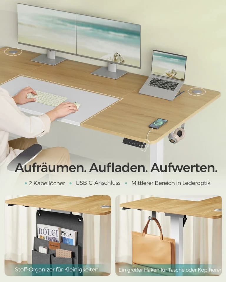 SONGMICS Schreibtisch Höhenverstellbarer Elektrisch 180 cm - Bild 5