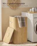 SONGMICS Wäschekorb mit Deckel 90 L Bambus faltbar Bild 3