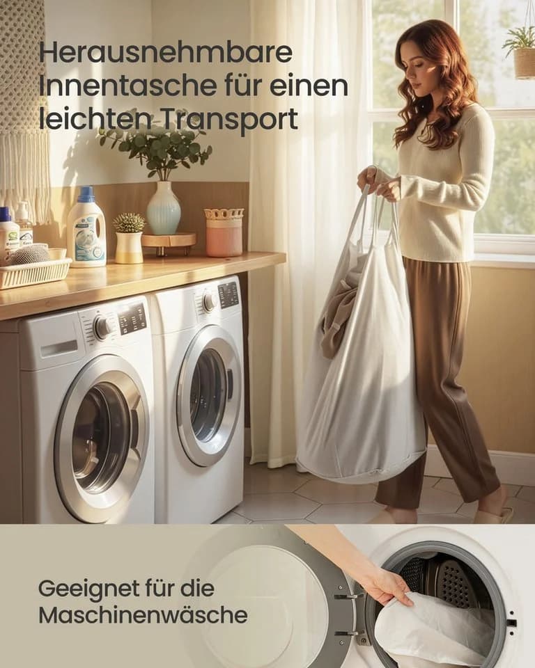 SONGMICS Wäschekorb mit Deckel 90 L Bambus faltbar - Bild 4