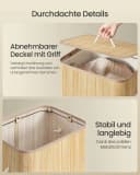 SONGMICS Wäschekorb mit Deckel 90 L Bambus faltbar Bild 5