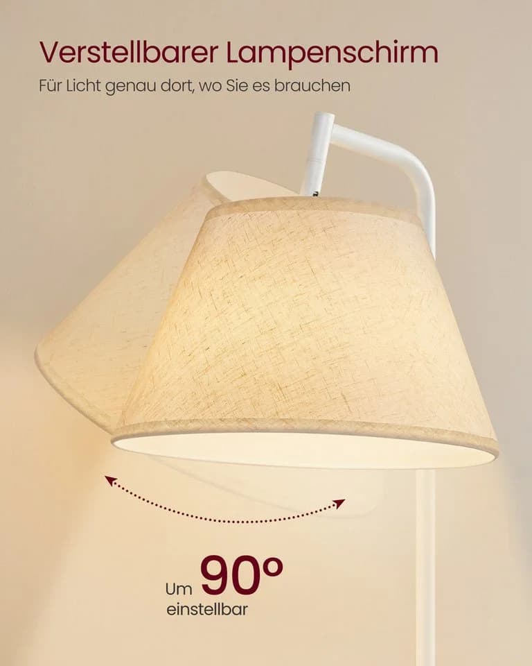 VASAGLE Stehlampe Beistelltisch mit Lampe, 3-in-1, LED wechselbar, für Wohnzimmer, Nachttisch, Licht und Lampenschirm einstellbar - Bild 4