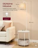 VASAGLE Stehlampe Beistelltisch mit Lampe, 3-in-1, LED wechselbar, für Wohnzimmer, Nachttisch, Licht und Lampenschirm einstellbar Bild 5