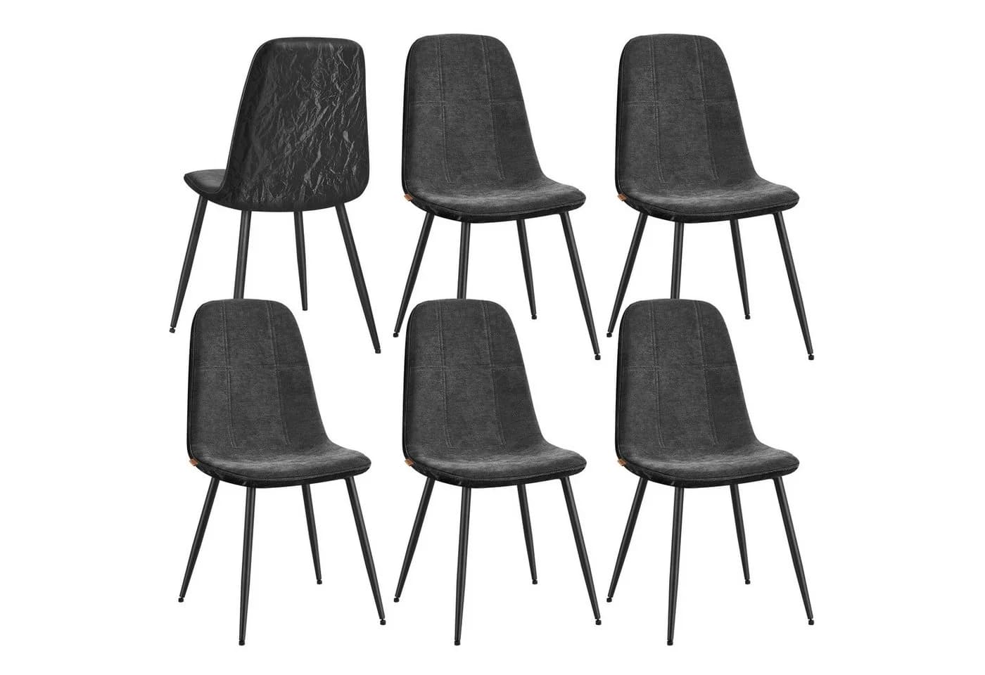 VASAGLE Esszimmerstuhl 6er Set Grau Metallbeine Chenille - Bild 2