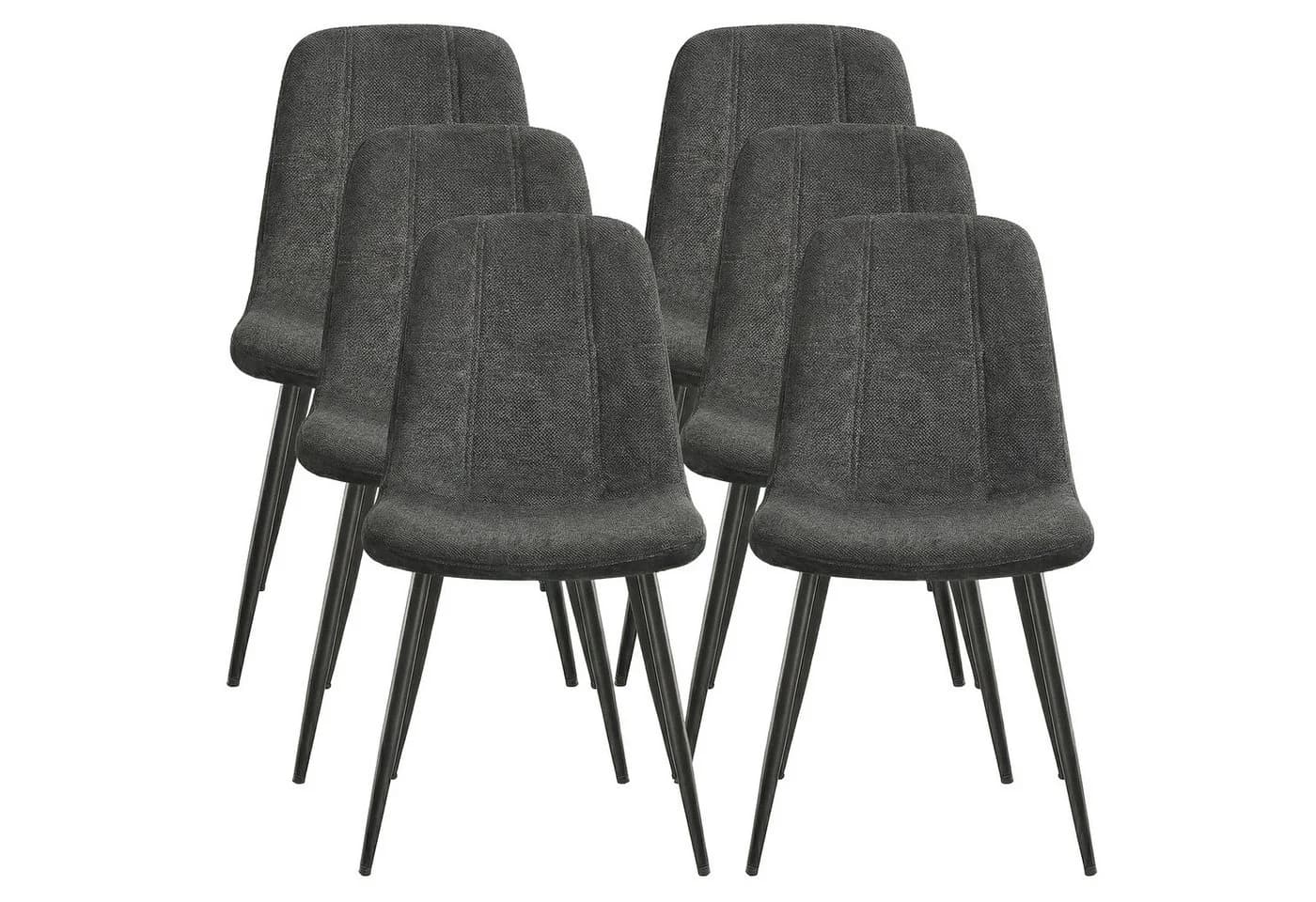VASAGLE Esszimmerstuhl 6er Set Grau Metallbeine Chenille - Bild 5