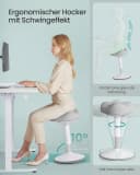 SONGMICS Arbeitshocker Stehhocker 360° neigbar Schreibtischstuhl Anti-Rutsch Grau Bild 3