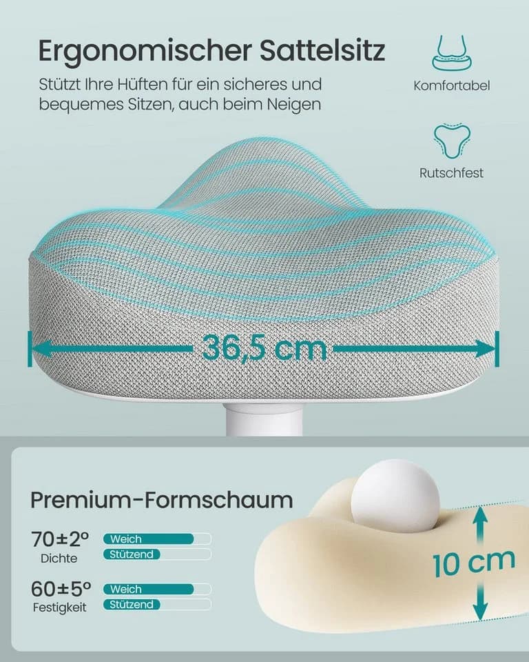 SONGMICS Arbeitshocker Stehhocker 360° neigbar Schreibtischstuhl Anti-Rutsch Grau - Bild 5
