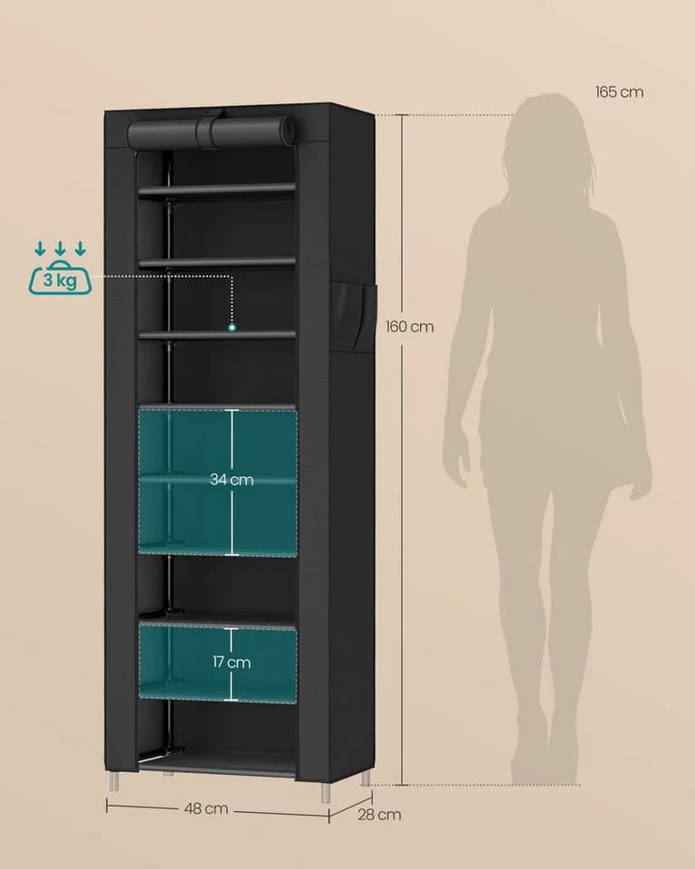 SONGMICS Schuhregal Schuhschrank 10 Ebenen für bis zu 20/40 Paar Schuhe - Bild 3