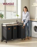 VASAGLE Wäschekorb 150 L Schwarz/Braun Bild 1