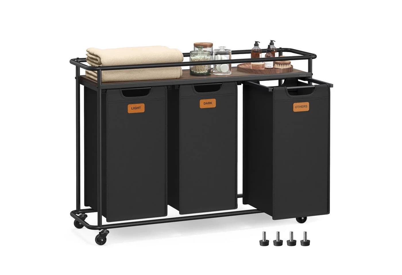 VASAGLE Wäschekorb 150 L Schwarz/Braun - Bild 2
