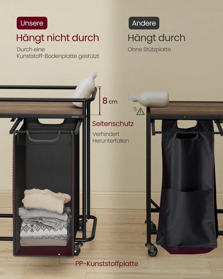 VASAGLE Wäschekorb 150 L Schwarz/Braun - Bild 4