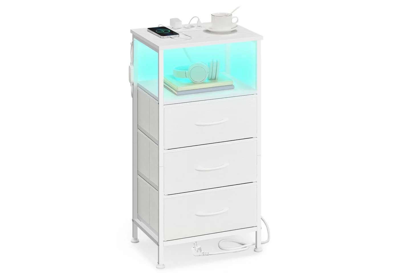 SONGMICS Nachttisch mit Ladestation Beistelltisch LED-Beleuchtung - Bild 2