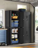 SONGMICS Aktenschrank Mehrzweckschrank Stahl-Aufbewahrungsschrank 5 Ebenen 4 Türen 40 x 60/80 x 180 cm 2 Schlösser verstellbare Ablagen Bild 1