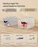 SONGMICS Schuhbox stapelbar quer und längs, aus Kunststoff, Magnettverschluss, 6er Set, bis Größe 46, weiß Bild 5