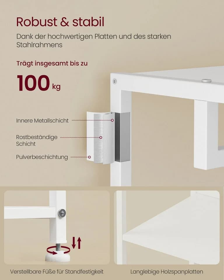 VASAGLE Garderobenständer mit Ablagen und Haken Schwarz-Braun/Weiß - Bild 4