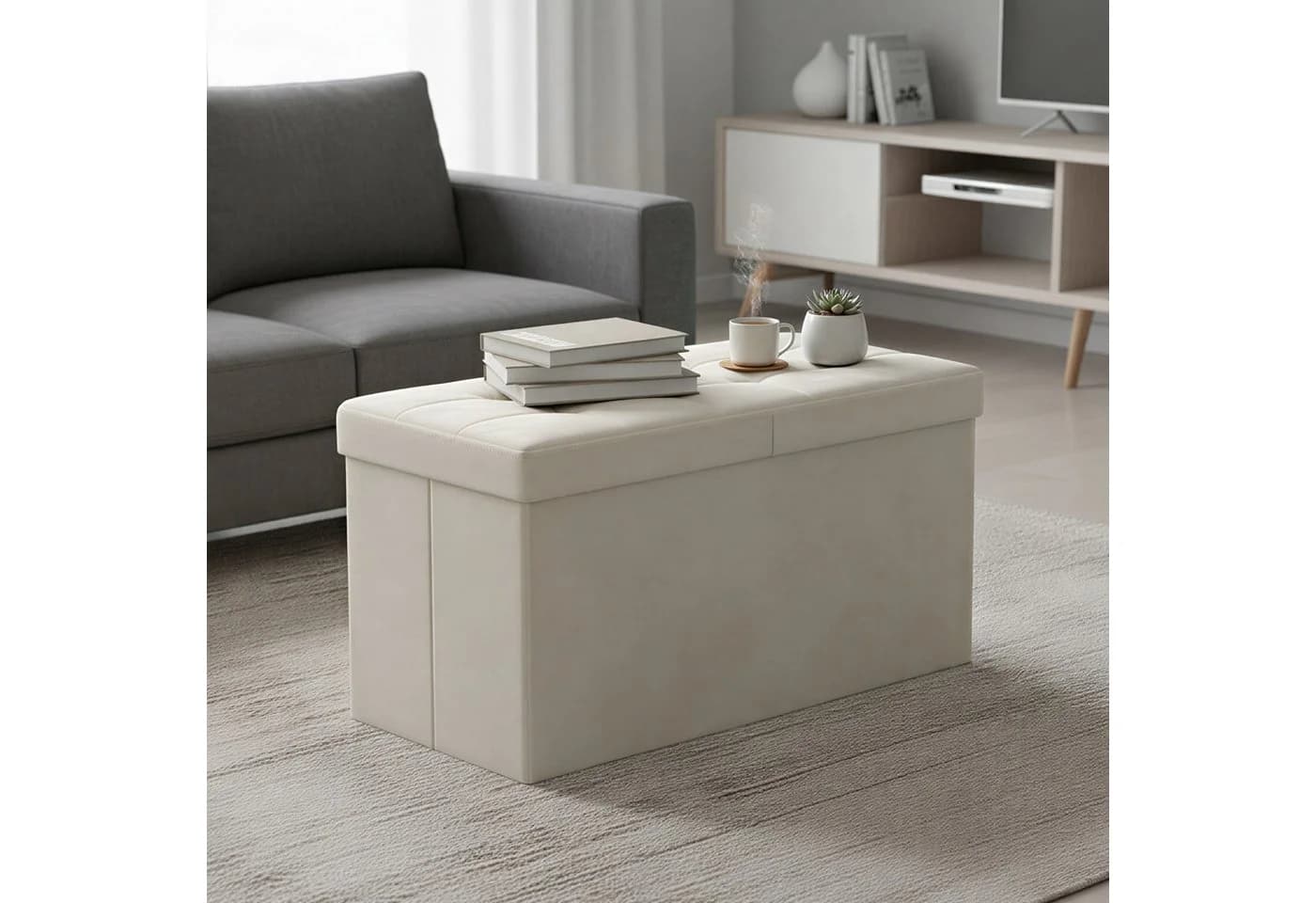 SONGMICS Sitzbank Cappuccinobeige MDF Aufbewahrungsbox - Bild 2