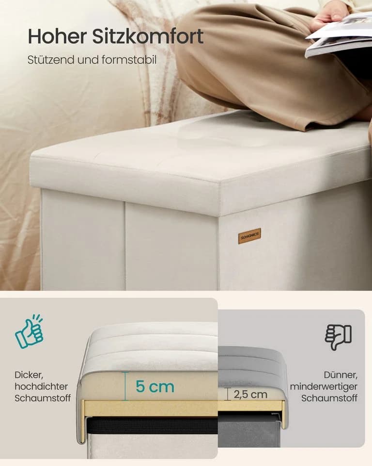 SONGMICS Sitzbank Cappuccinobeige MDF Aufbewahrungsbox - Bild 3