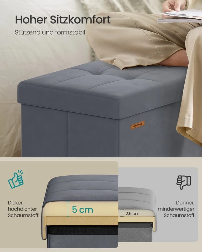 SONGMICS Sitzbank Sitztruhe Schiefergrau - Bild 3