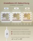 VASAGLE Schminktisch mit Spiegel und LED-Leuchten, Steckdosenleiste, Schubladen, 2 Schränke, 9 dimmbare Glühbirnen, 3 Lichtfarben, verstellbare Ablagen Bild 5