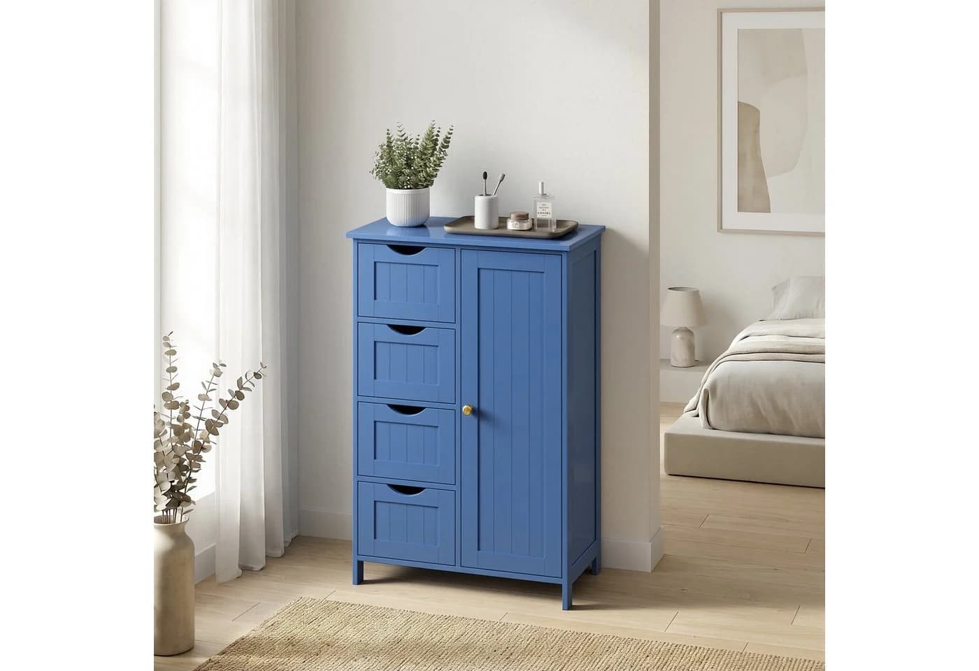 VASAGLE Badmöbel-Set Badezimmerschrank Beistellschrank 4 Schubladen