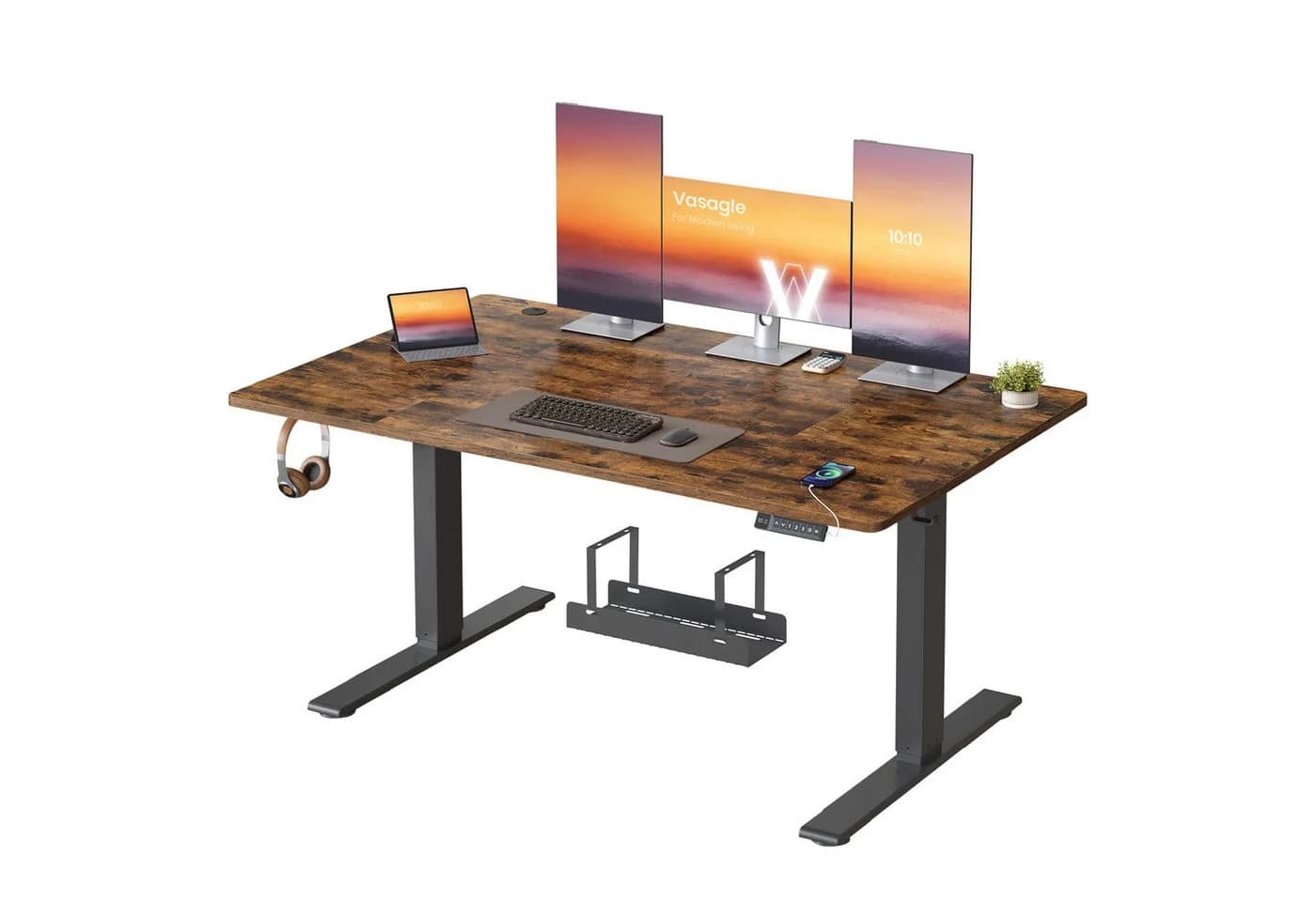 VASAGLE Schreibtisch Höhenverstellbarer USB-C 3 Speichertasten 180cm - Bild 2