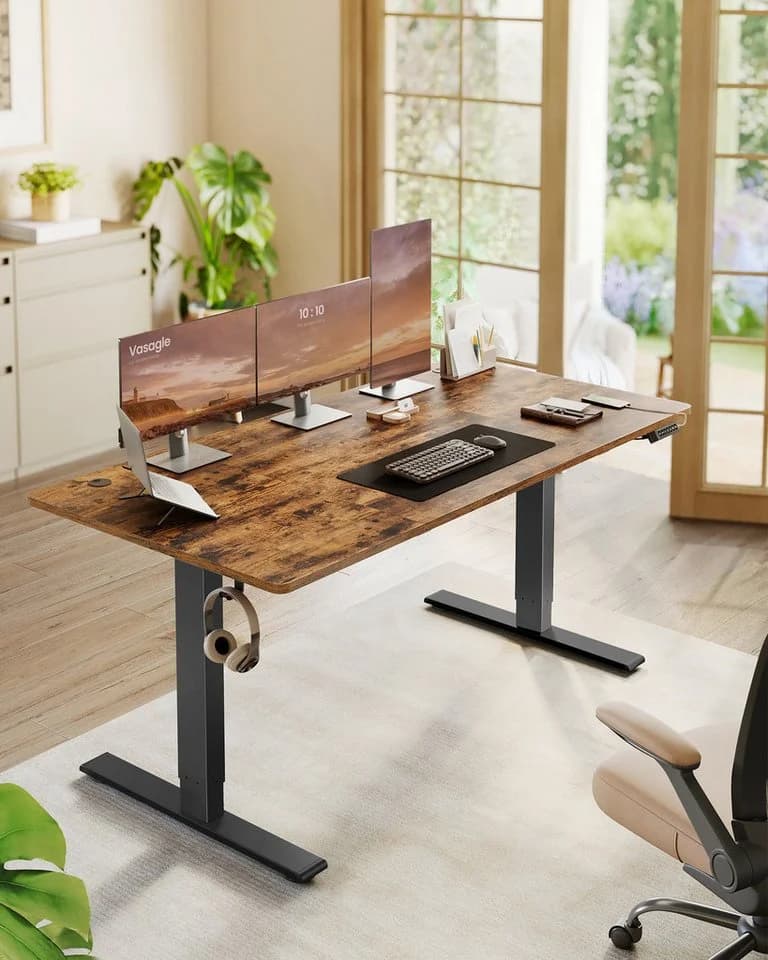 VASAGLE Höhenverstellbarer Schreibtisch mit USB-C und Memory-Funktion