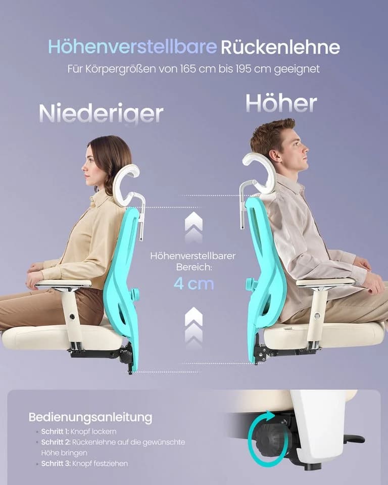 SONGMICS Bürostuhl Schreibtischstuhl Drehstuhl höhenverstellbar Braun-Weiß - Bild 3