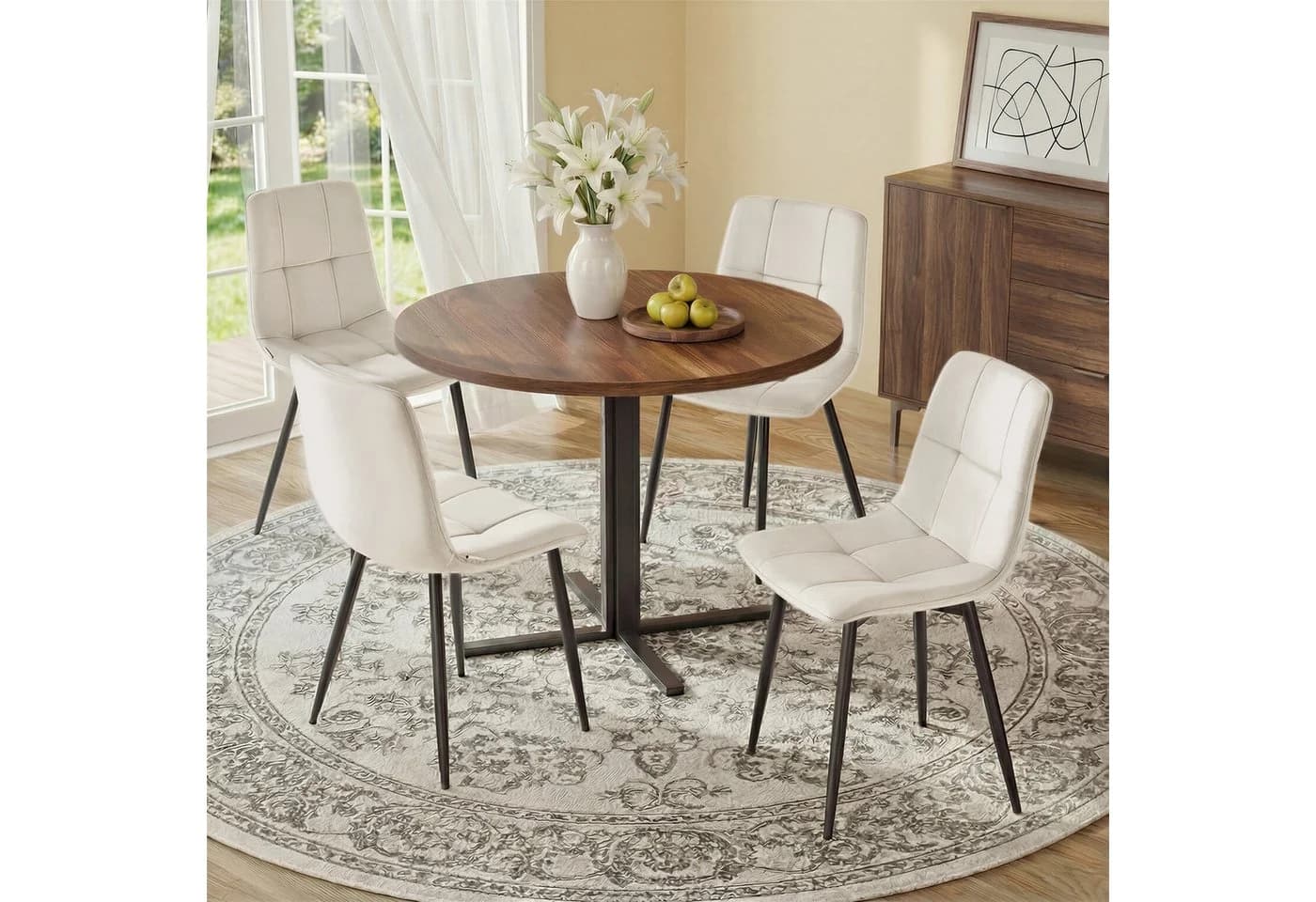VASAGLE Esszimmerstuhl Sessel 4er Set Cappuccinobeige