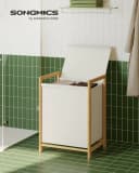 SONGMICS Wäschekorb 2/3 Fächer Bambusrahmen 100/150L abnehmbar Bild 1