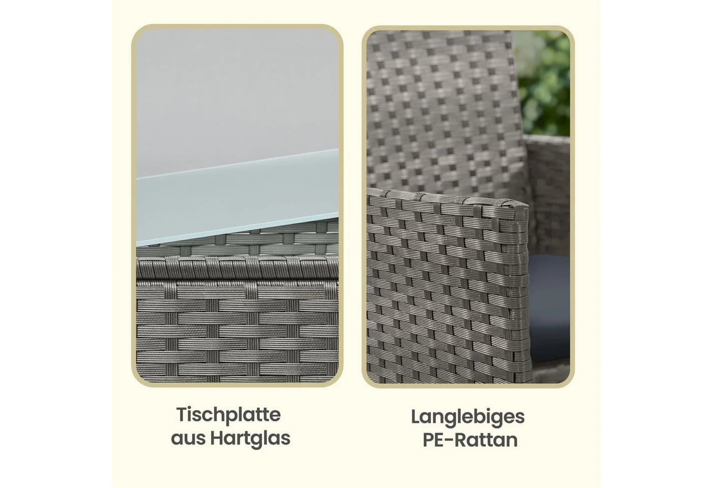 SONGMICS Gartenlounge-Set 4-tlg. Grau Polyrattan - Bild 5