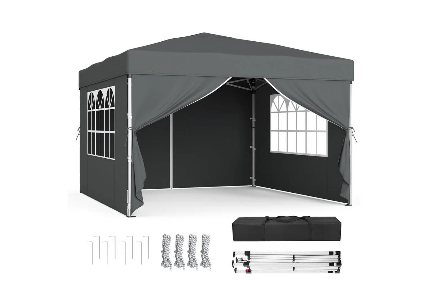 SONGMICS Pavillon 3m/6m x 3m mit 4 Seitenteilen, Garten, Faltzelt Seitenwände, stabil, tragbar, Hof, Markt, Sonnenschutz