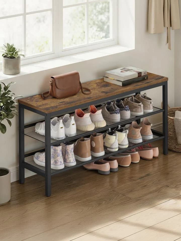 VASAGLE Schuhbank 3 Ebenen Industrie-Stil - Bild 3