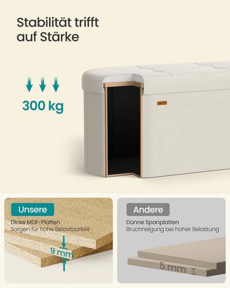 SONGMICS Sitzbank mit Stauraum und Aufbewahrungsbox - Bild 5