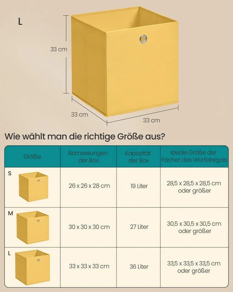 SONGMICS Aufbewahrungsbox Set 6-tlg. Faltbox Vliesstoff für Würfelregal - Bild 3