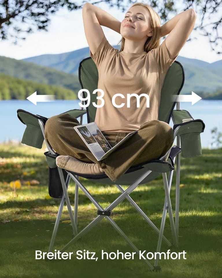 SONGMICS Faltbarer Outdoor-Stuhl Grün-Grau mit Getränkehalter - Bild 3
