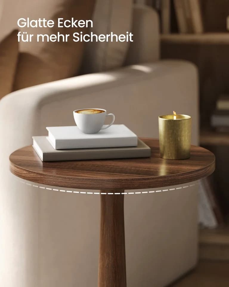 VASAGLE Beistelltisch Rund Massivholz Braun - Bild 3