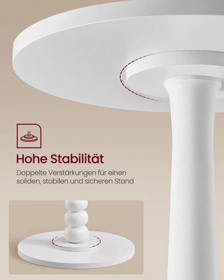 VASAGLE Beistelltisch Rund Massivholz Weiß - Bild 5