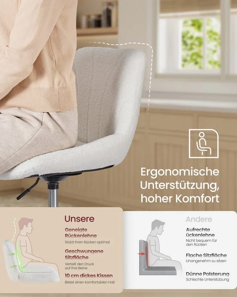 VASAGLE Barhocker Barstühle 1 St Schminkstuhl Stizhocker Höhenverstellbar Barhocker Drehbar - Bild 4