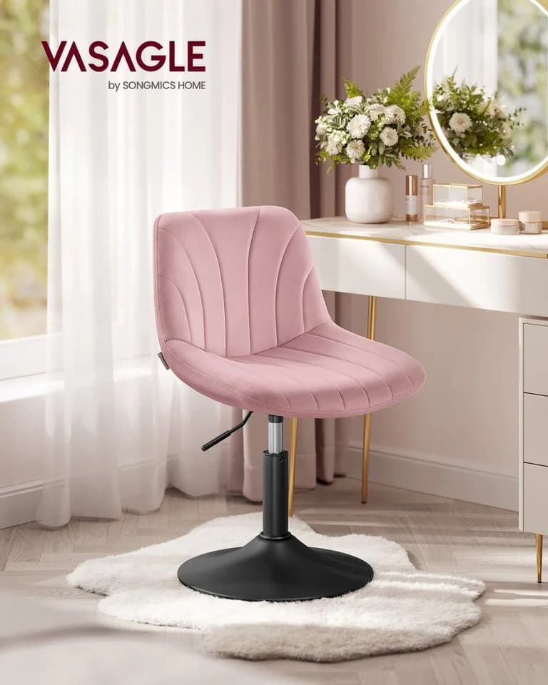 VASAGLE Barhocker Barstühle 1 St Schminkstuhl Stizhocker Höhenverstellbar Barhocker Drehbar Rosa