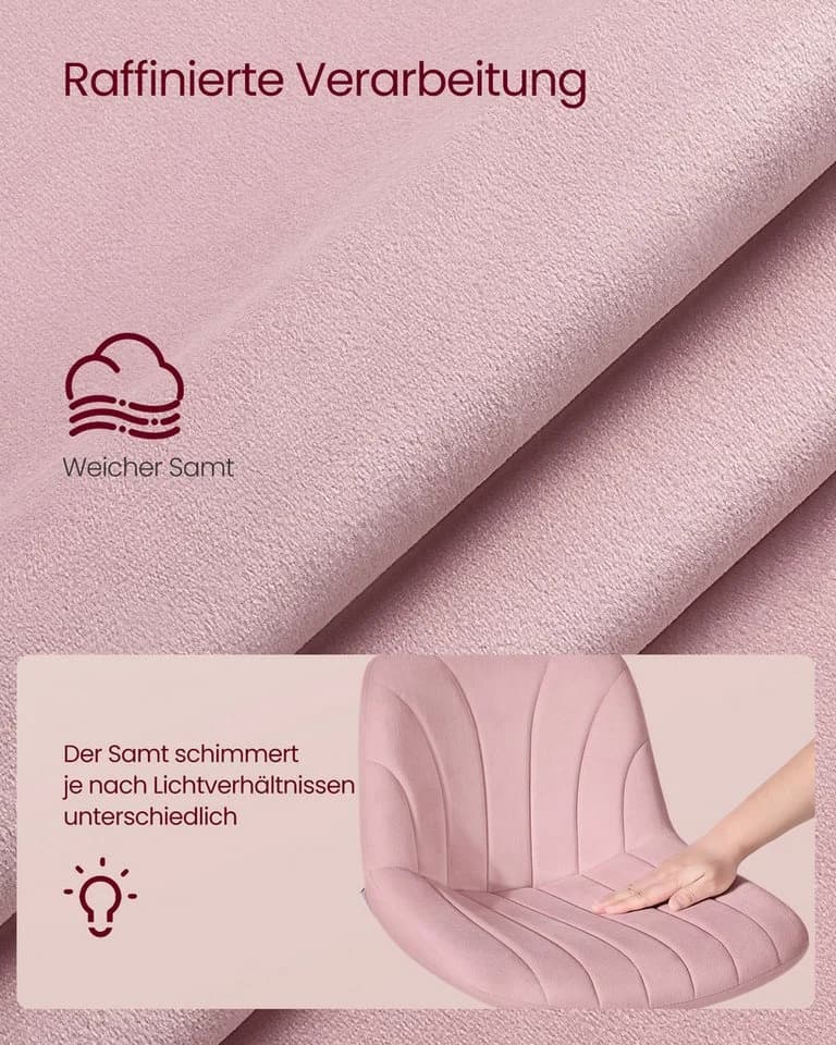 VASAGLE Barhocker Barstühle 1 St Schminkstuhl Stizhocker Höhenverstellbar Barhocker Drehbar Rosa - Bild 5