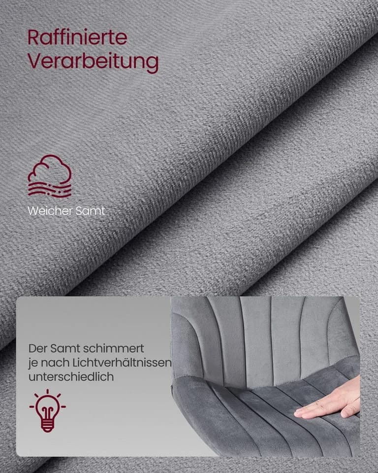 VASAGLE Barhocker Barstühle (2 St), Schminkstuhl, Stizhocker, höhenverstellbar, Barhocker, drehbar - Bild 5