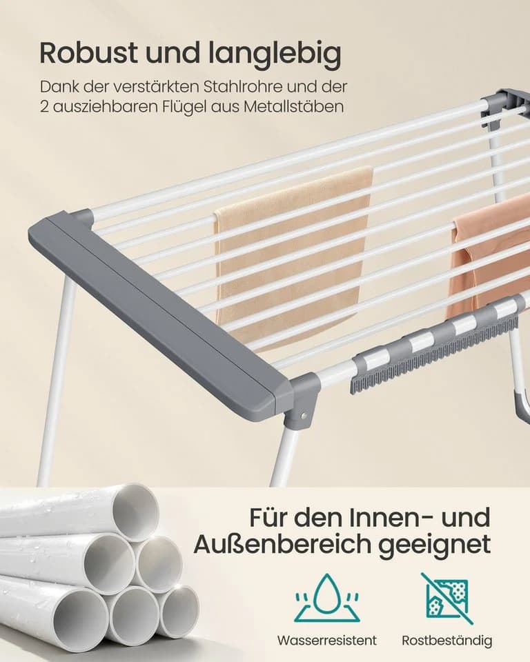 SONGMICS Wäscheständer Standtrockner ausziehbare Flügel mit Sockenhalter klappbar - Bild 4