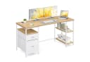VASAGLE Schreibtisch Computertisch Bürotisch mit 3 Ablagen, 2 Schubladen Bild 2