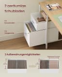VASAGLE Schreibtisch Computertisch Bürotisch mit 3 Ablagen, 2 Schubladen Bild 3