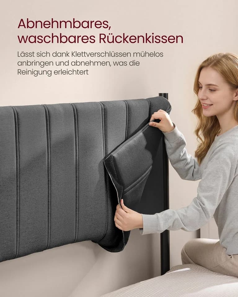 VASAGLE Polsterbett mit gepolstertem Kopfteil, hochtragfähig - Bild 3