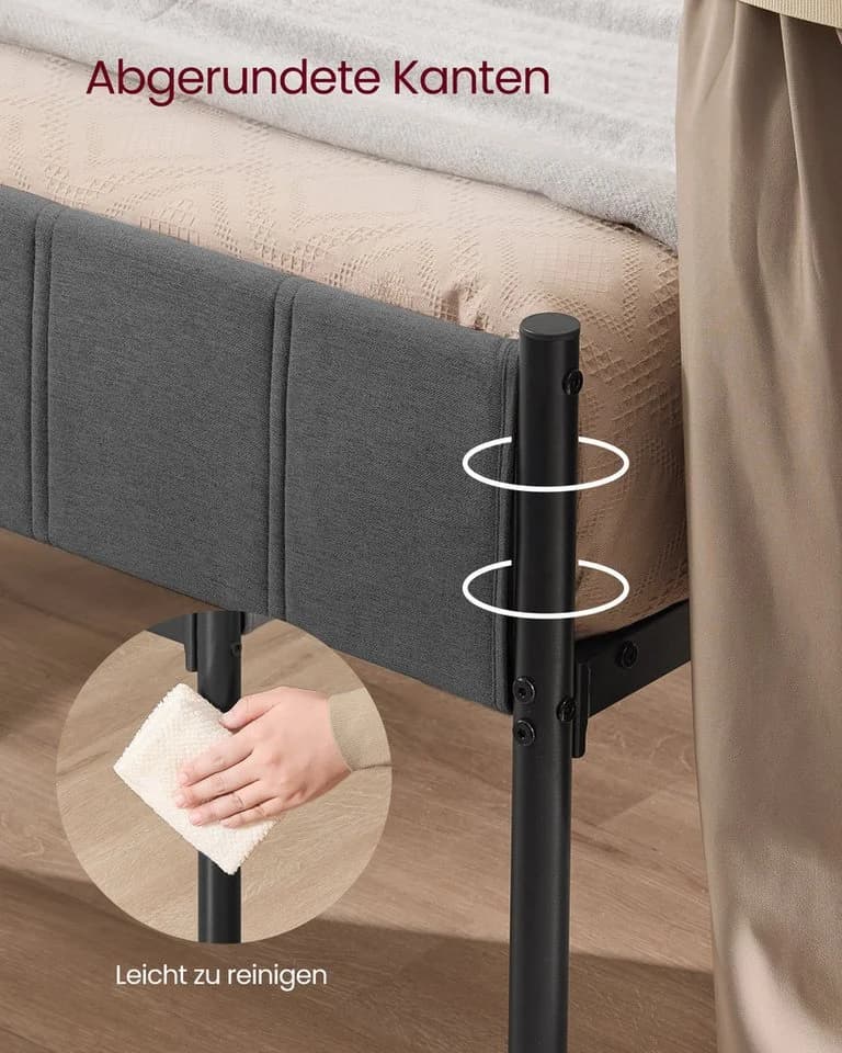 VASAGLE Polsterbett mit gepolstertem Kopfteil, hochtragfähig - Bild 4